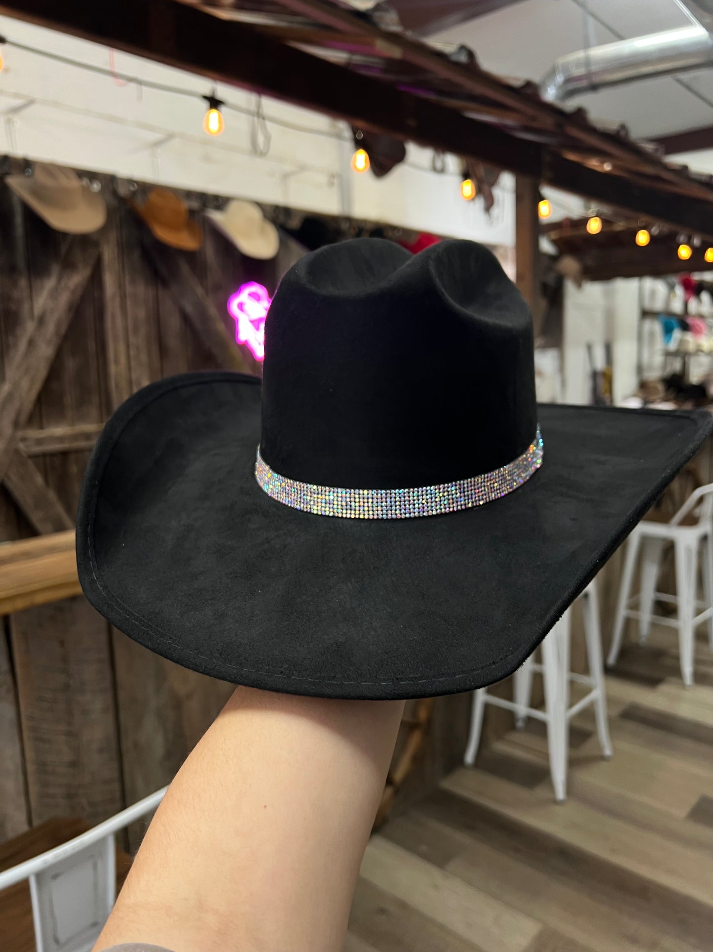 Suede Black Diva Cowgirl Hat
