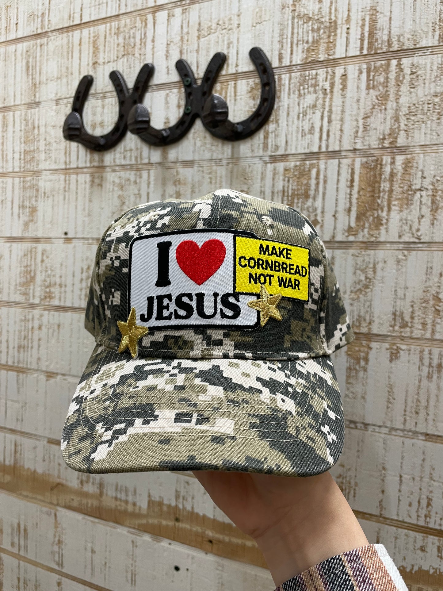 I love Jesus make Cornbread not War Trucker Hat