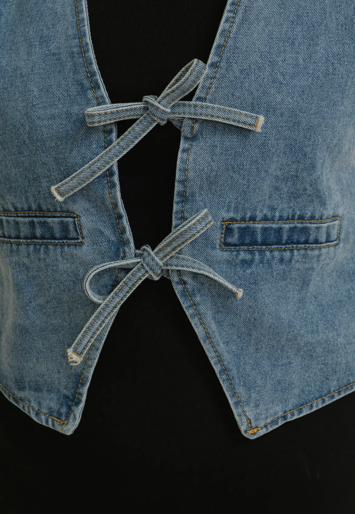 Tie Front Denim Vest