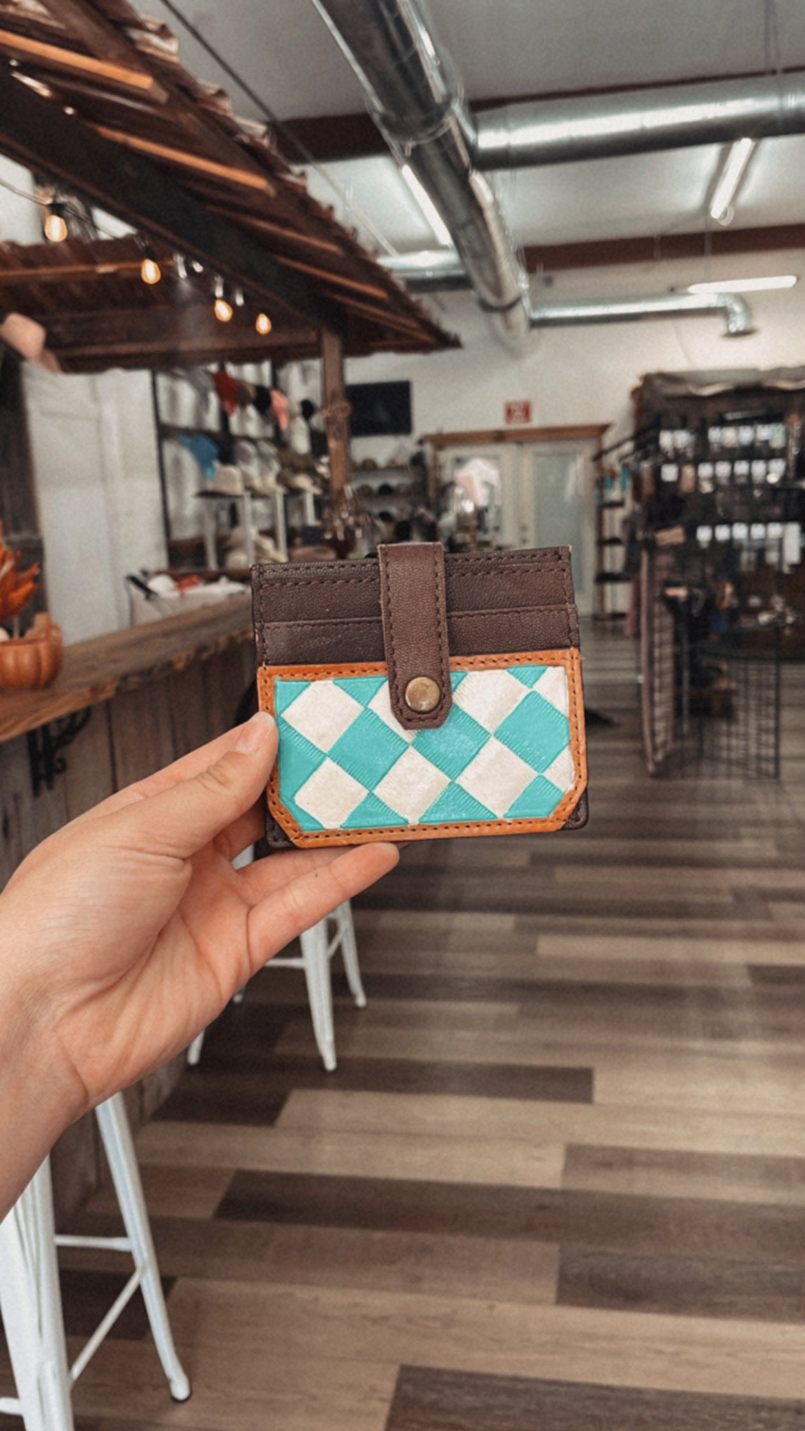 The Turquoise Checkered Wallet