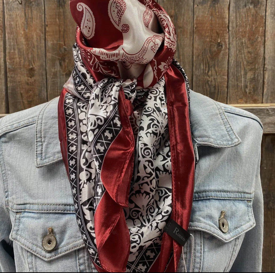 Wine Red/Cream Paisley Wild Rag/Scarf 🖤