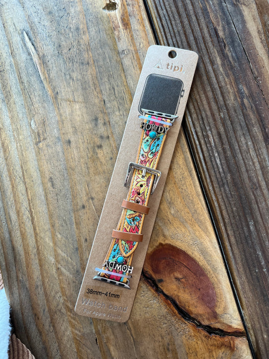 Howdy Colorful Leather Watchband 🌵