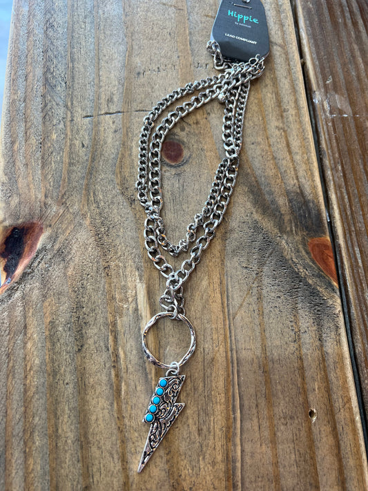BOLT SILVER & TURQUOISE CHAIN NECKLACE
