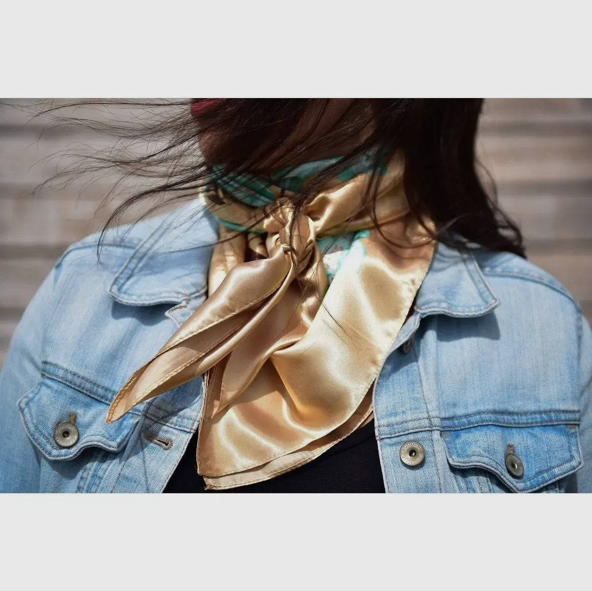 Gold & Turquoise Floral Wild Rag/Scarf ✨