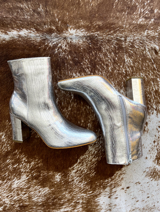 Silver Shine Booties