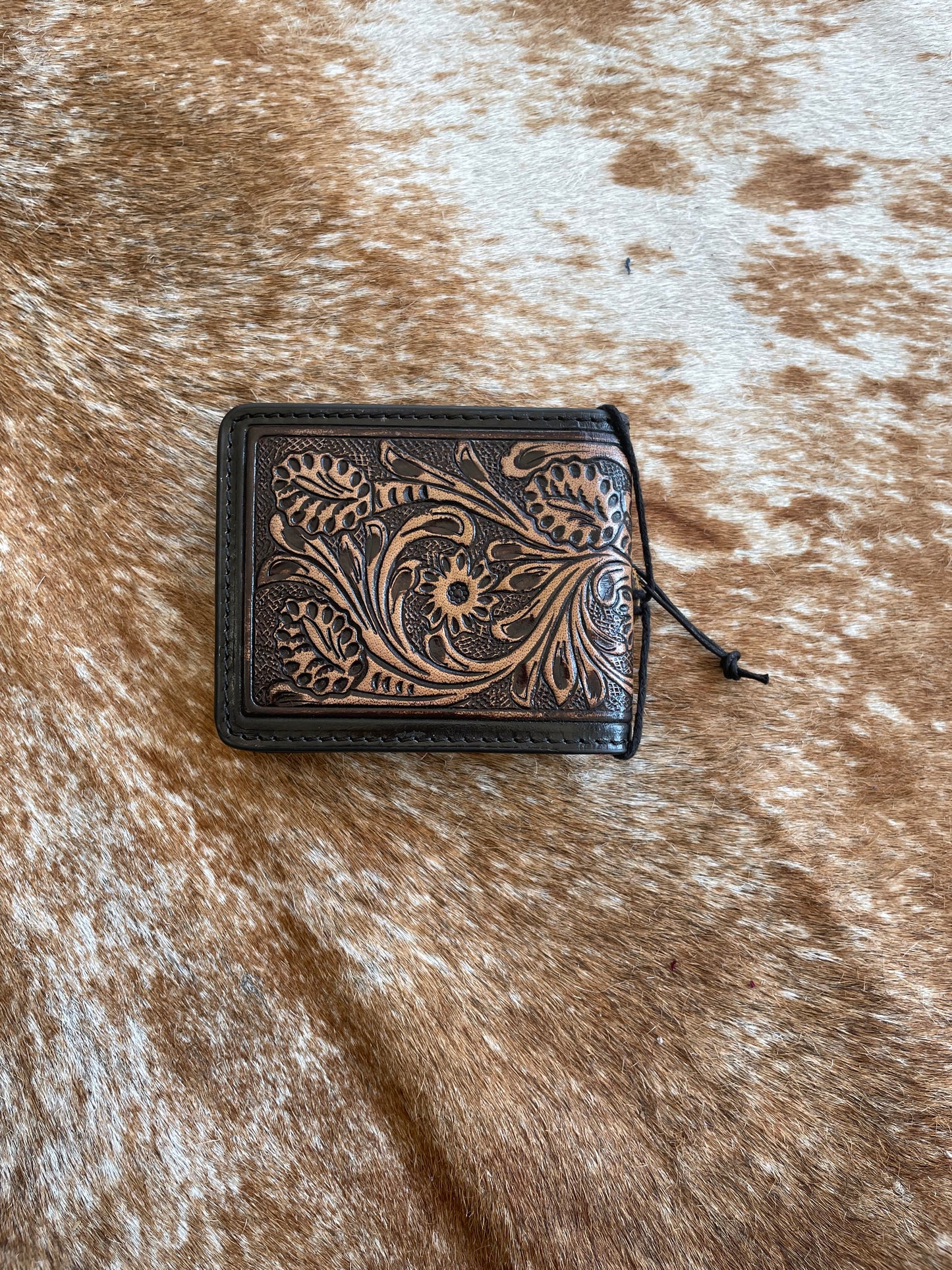 Dark Brown Floral Leather Wallet