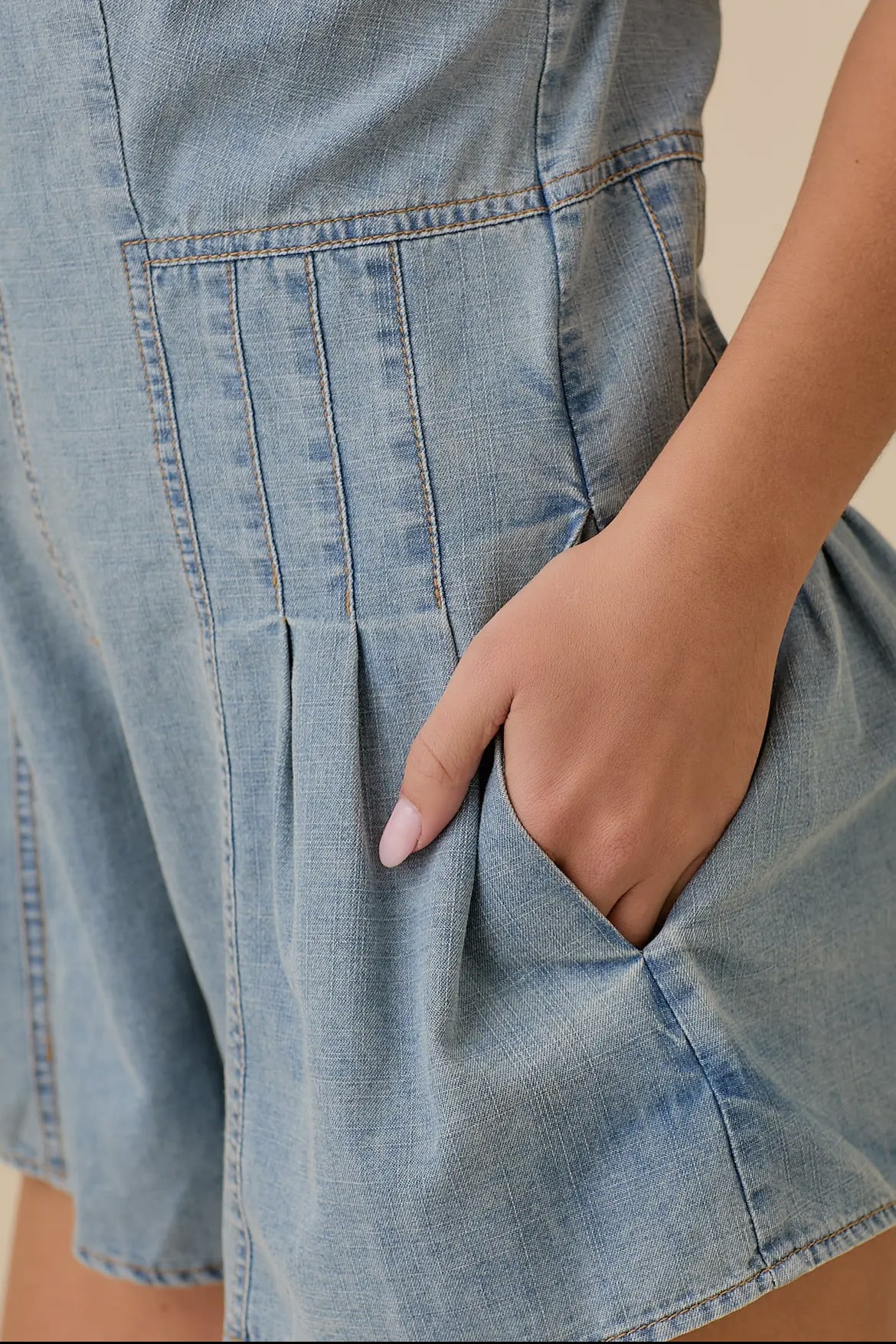 Denim Strap Tie with Ribbon Bow Detailing