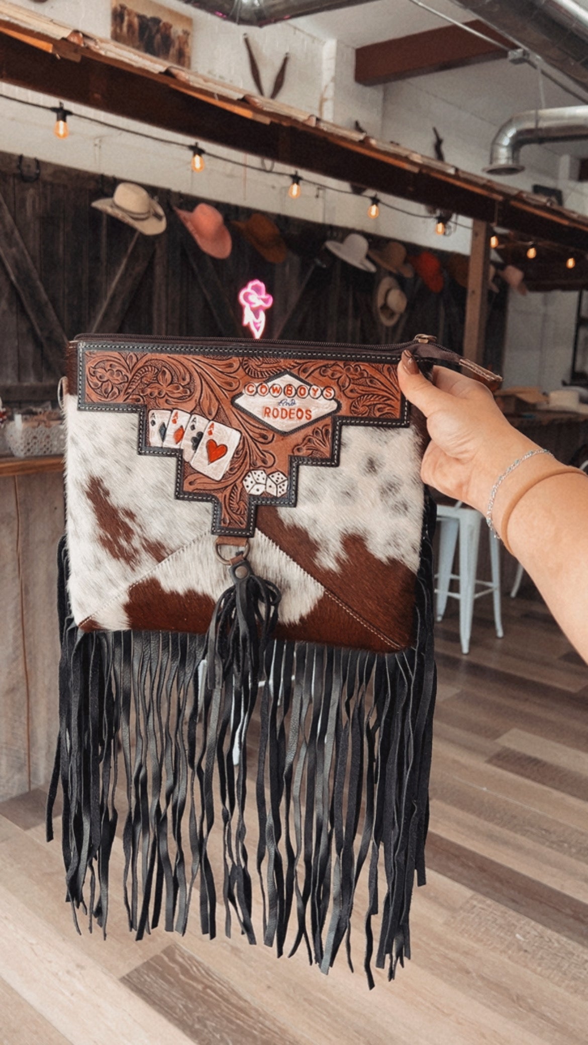Rodeo & Cowboys Fringe Leather Bag