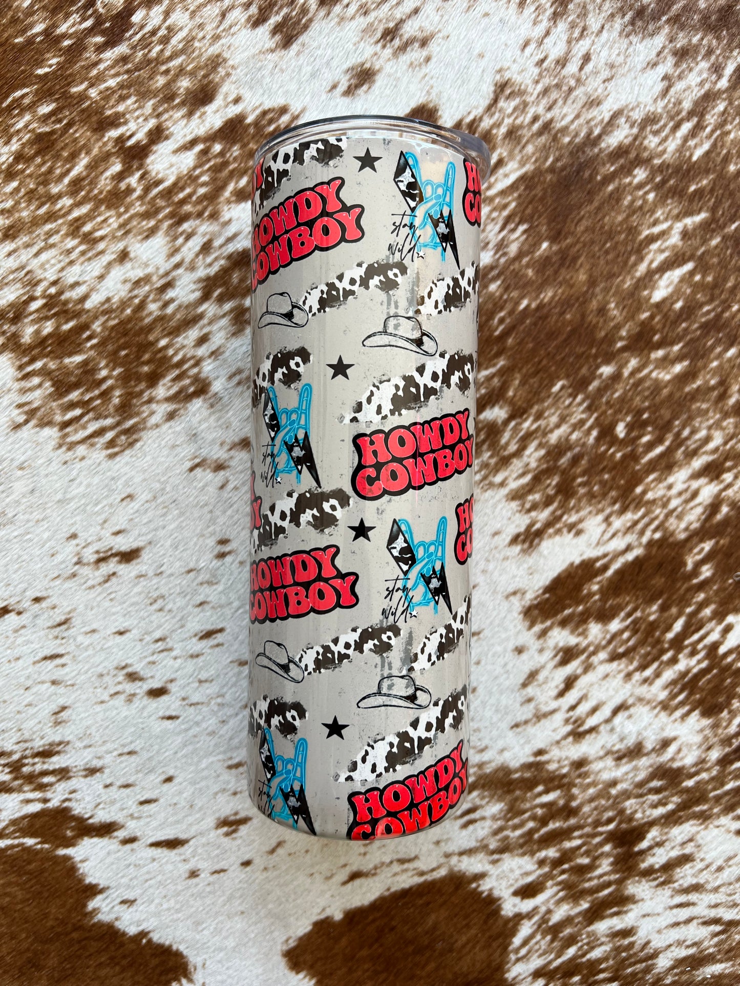 Howdy Cowboy 20oz Skinny Tumblr