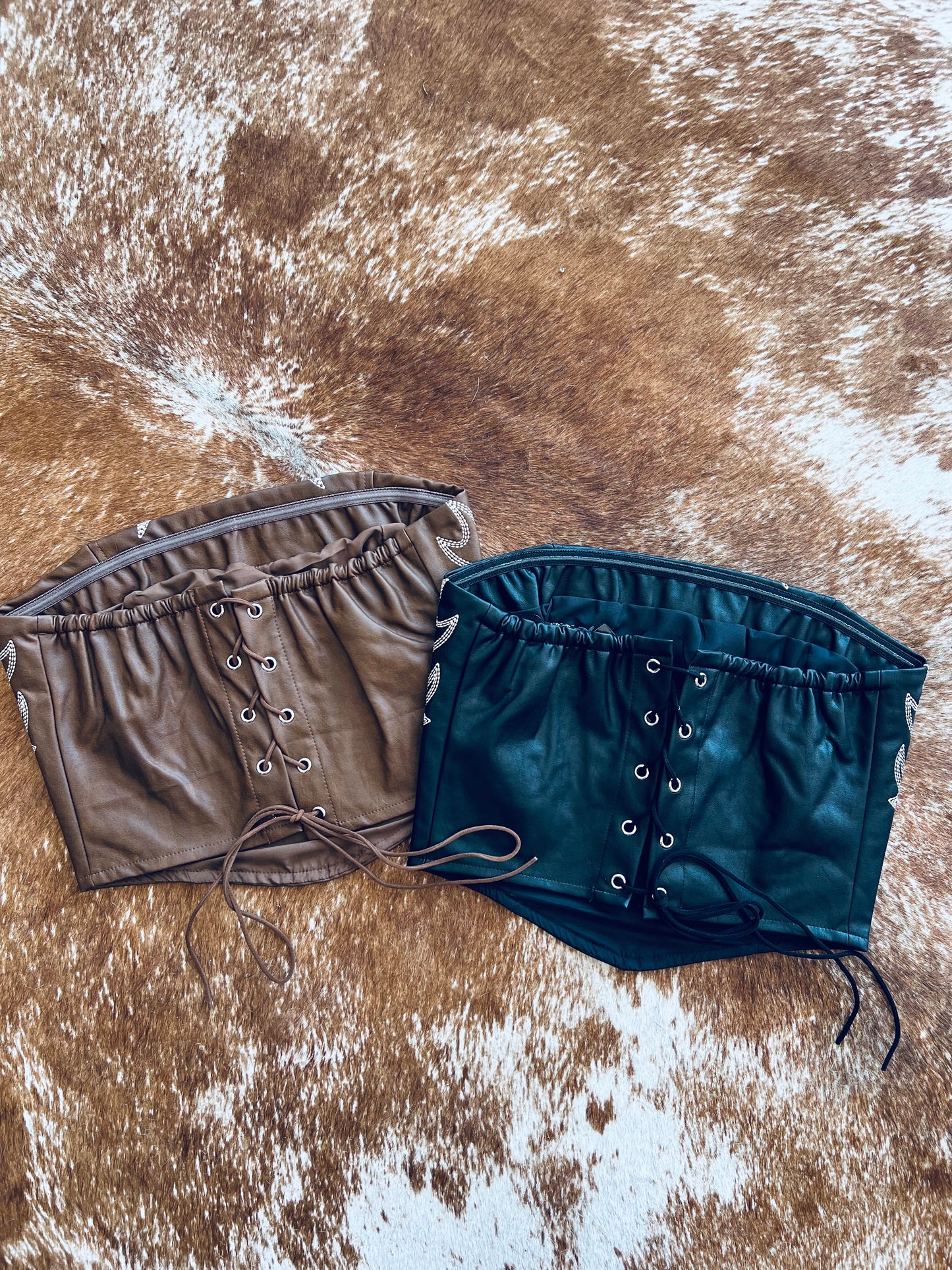 The Boot Stitched Leather Laced Corset