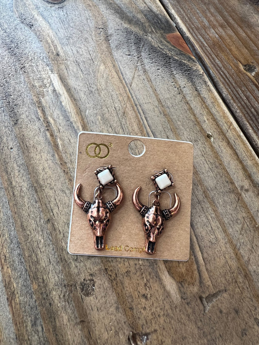 Copper Longhorn Earrings ✨