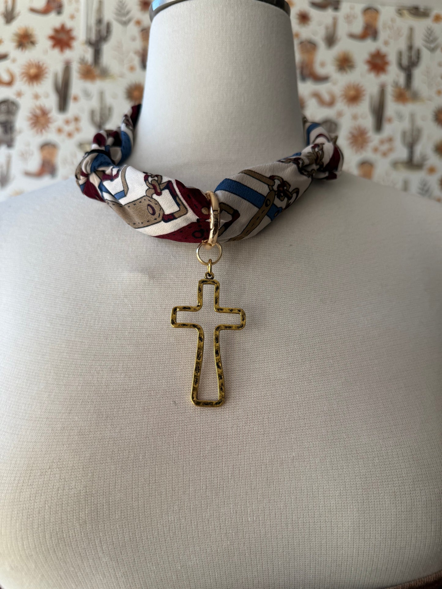 Chunky Cross Bandana Necklace