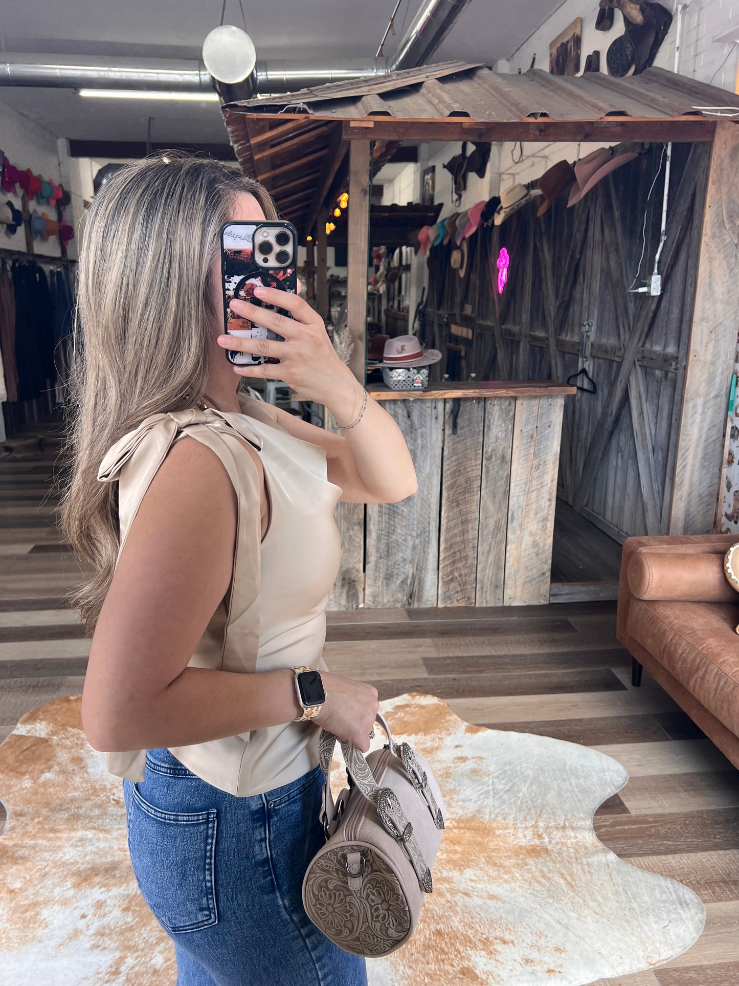 Ivory Shoulder Bow top