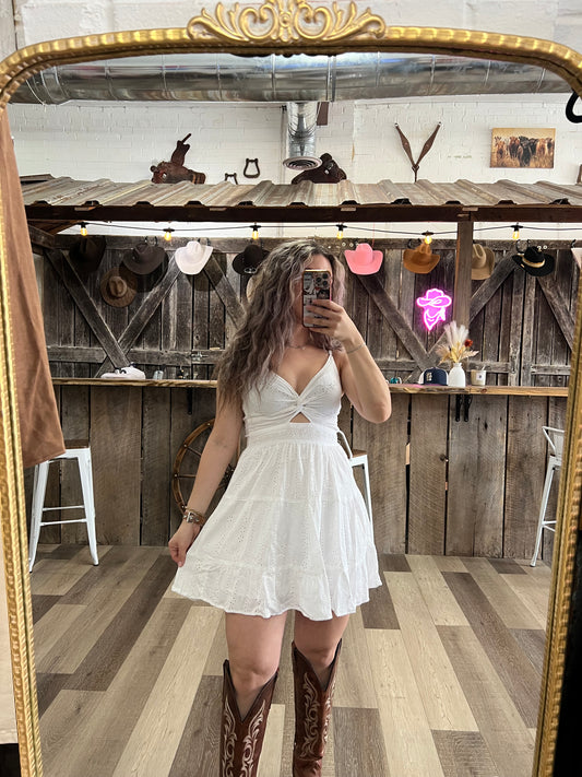White Eyelet Embroidered Dress