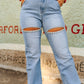 Rhinestone Thigh Trouser Jeans