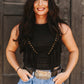 Black Suede Fringe Top