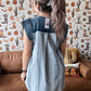 Bow Front Plaid Denim Top