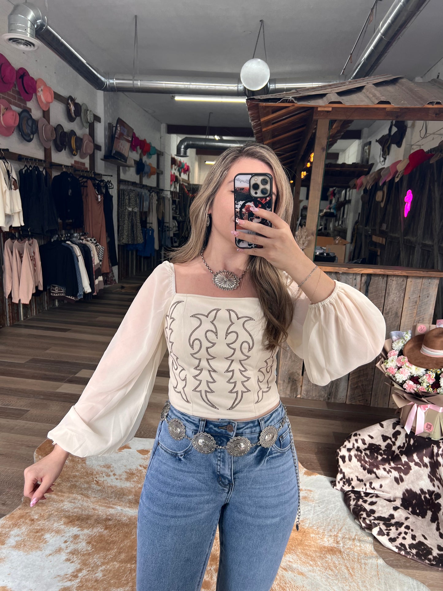 Heavenly Boot Stitch Long Sleeve Elastic Top