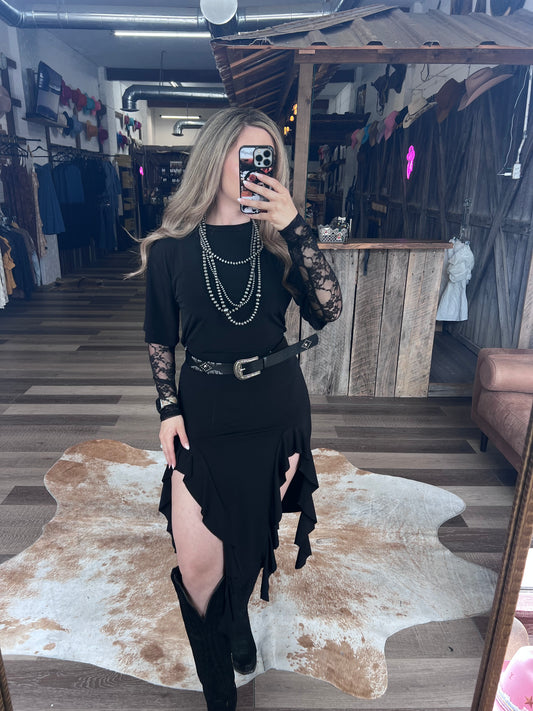 Eclipse Slit Ruffled Skirt
