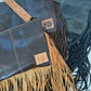 Tan Dixie Cowhide Crossbody Western Tooled Leather Fringe Purse