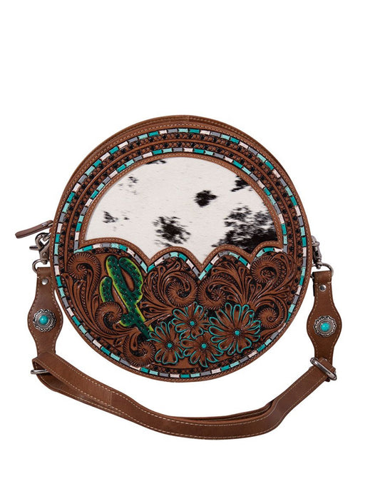 PRAIRIE DREAMS HAND-TOOLED ROUND BAG