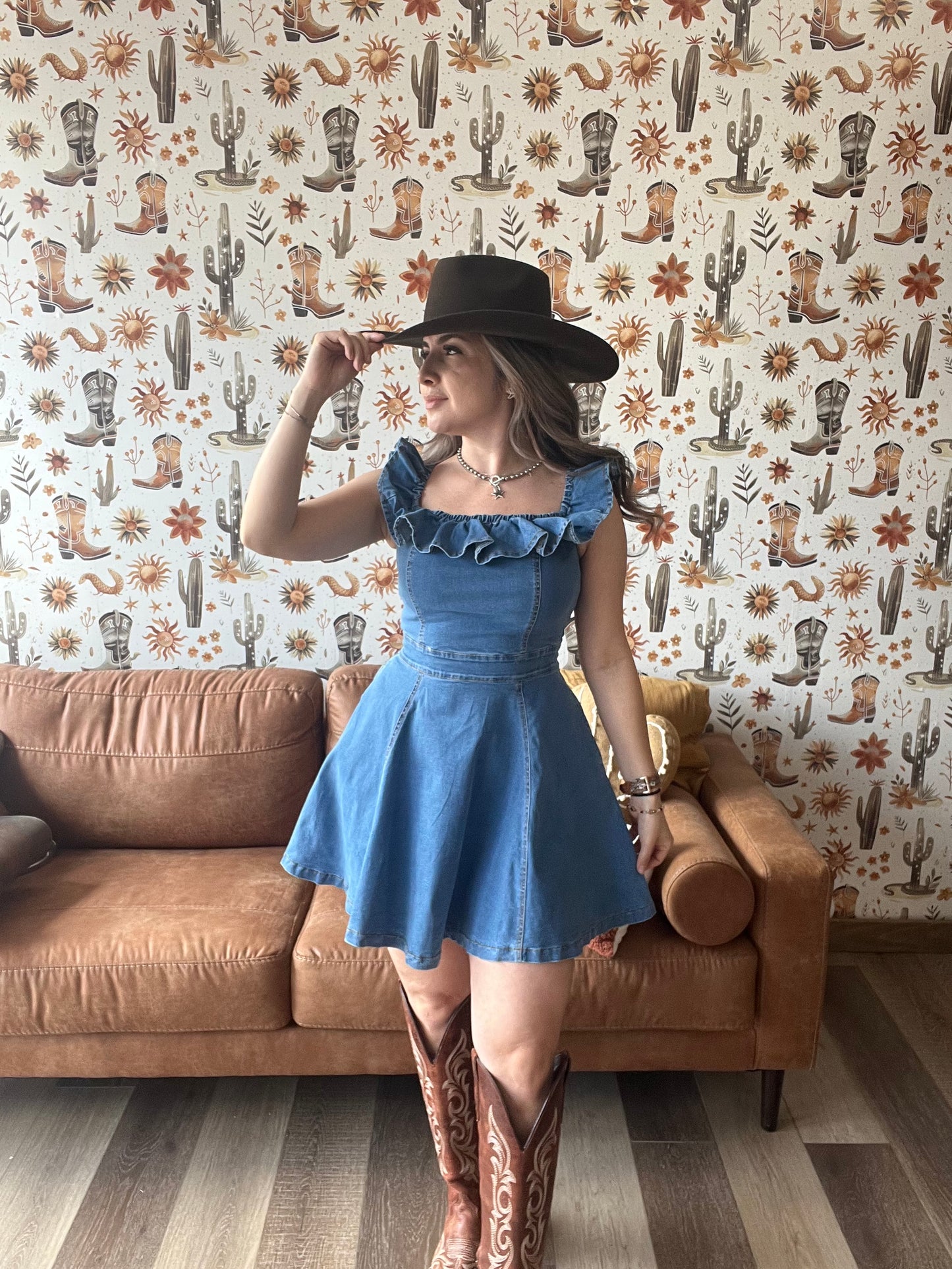 Denim Ruffled Dress
