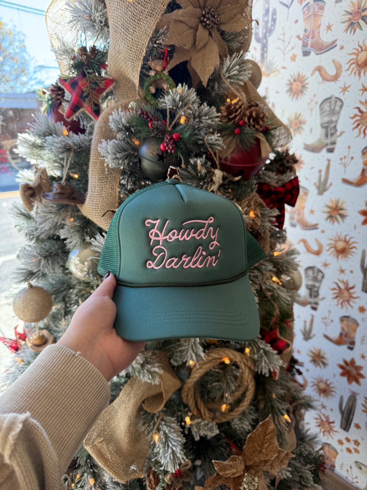 Howdy Darlin Green Trucker Hat