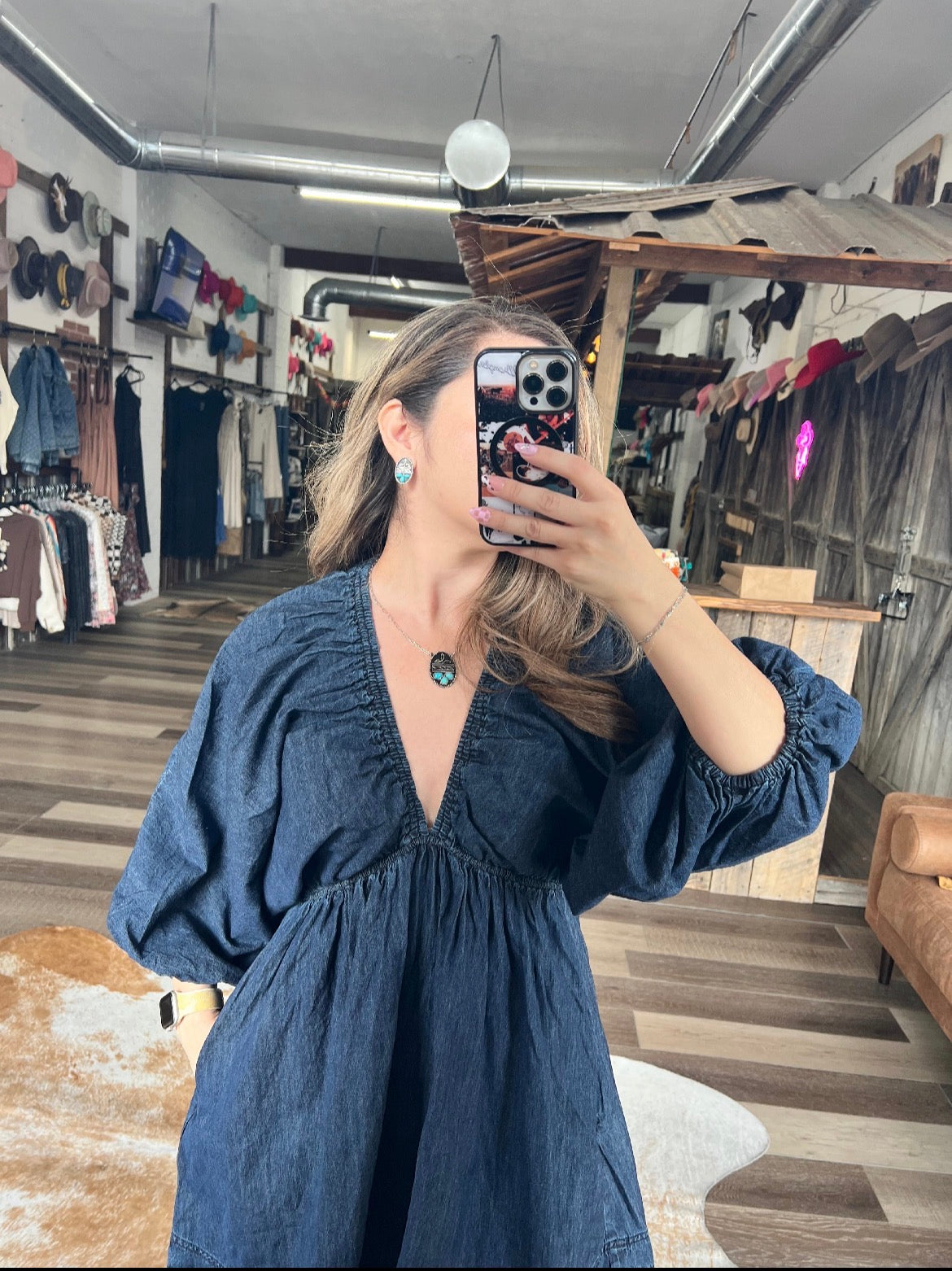 RESTOCKED! The Blue Crush Puff Denim Dress