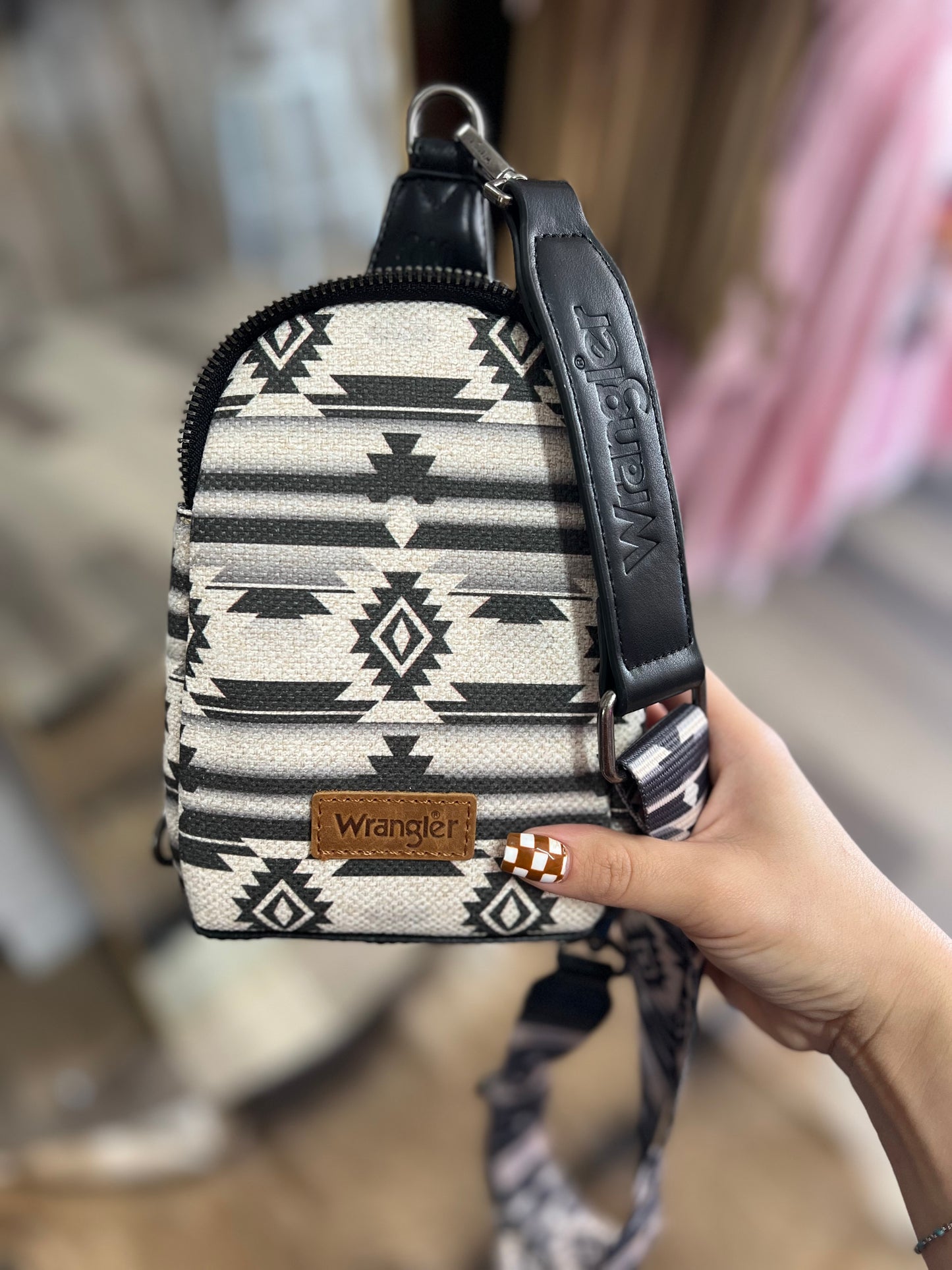 Wrangler Black & White Aztec Sling Crossbody Bag 🖤