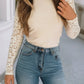 Floral Lace Long Sleeve Neck Slim Top