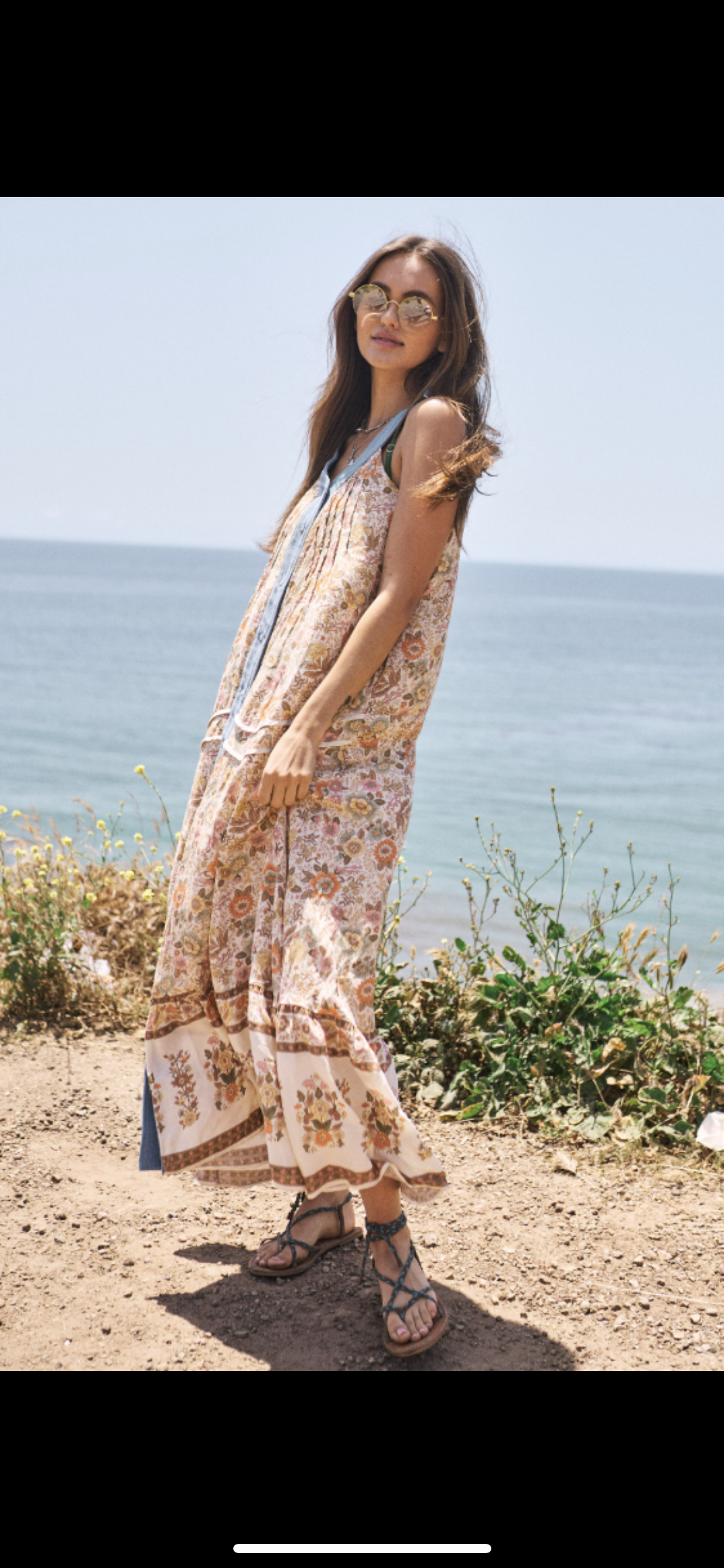 Floral Border Print Maxi Dress