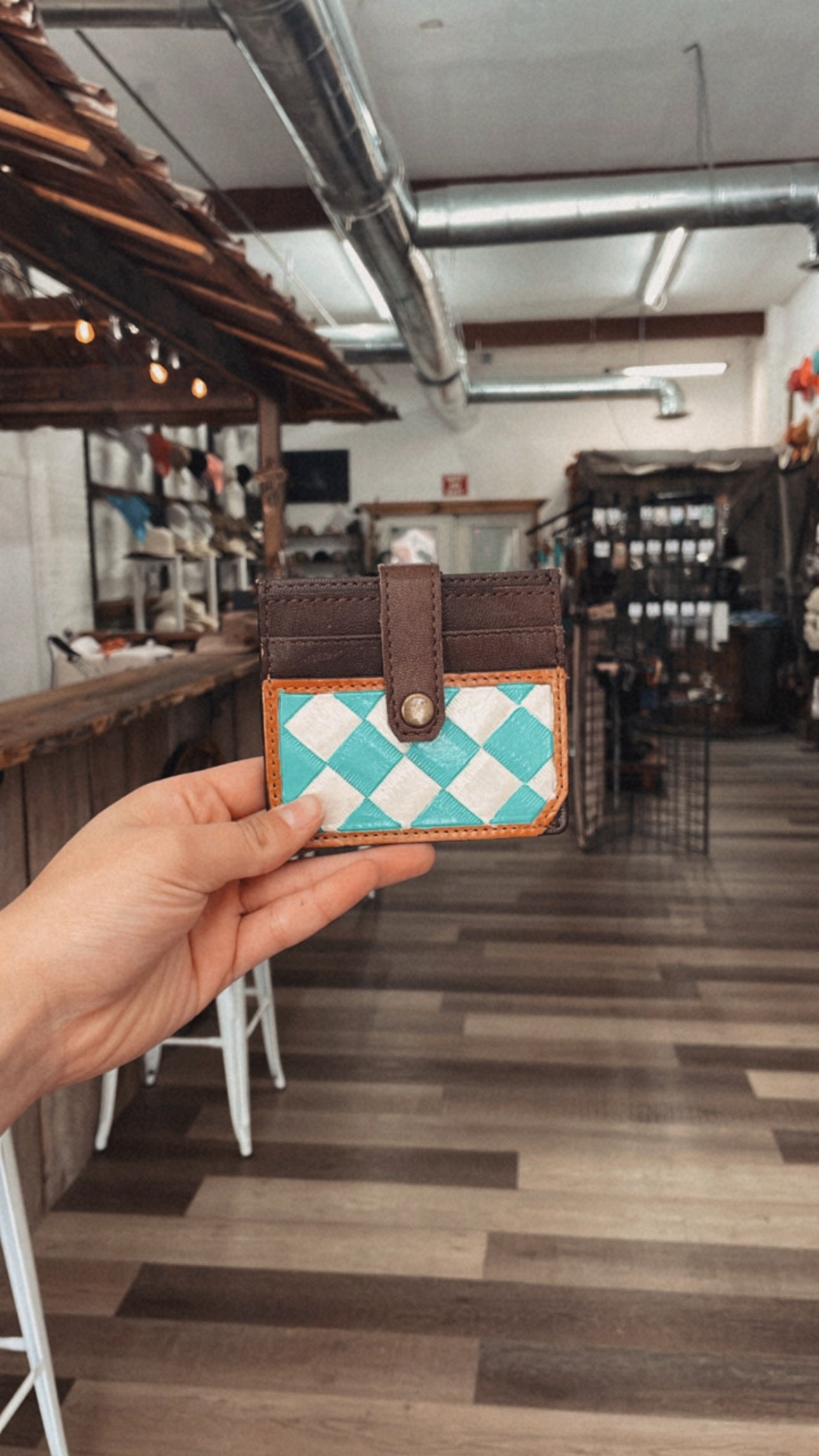 The Turquoise Checkered Wallet