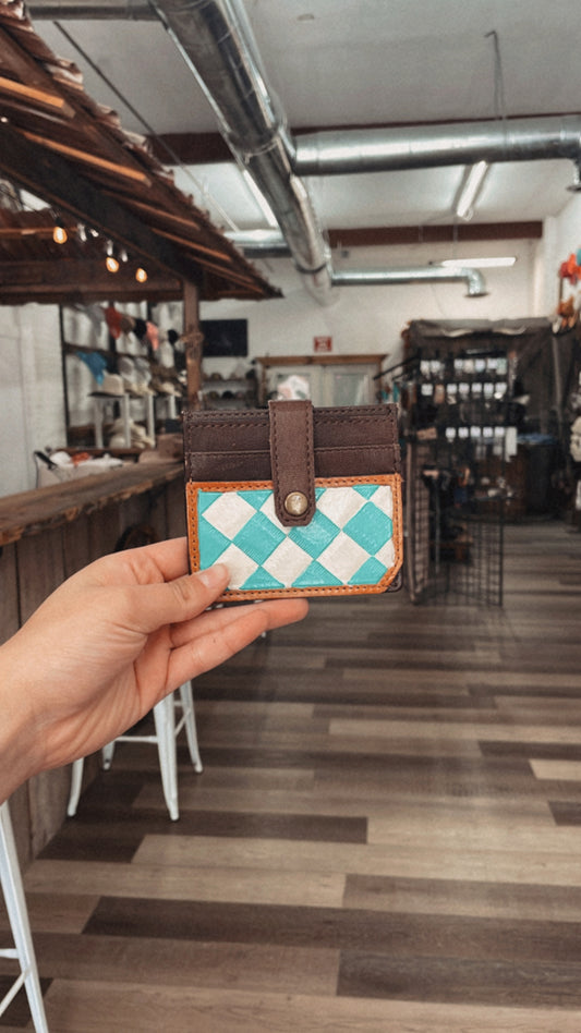 The Turquoise Checkered Wallet