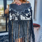 Dixie Black Crossbody Cowhide Western Tooled Leather Fringe Purse