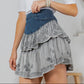 Grey Boho Skirt with Tiers of Denim