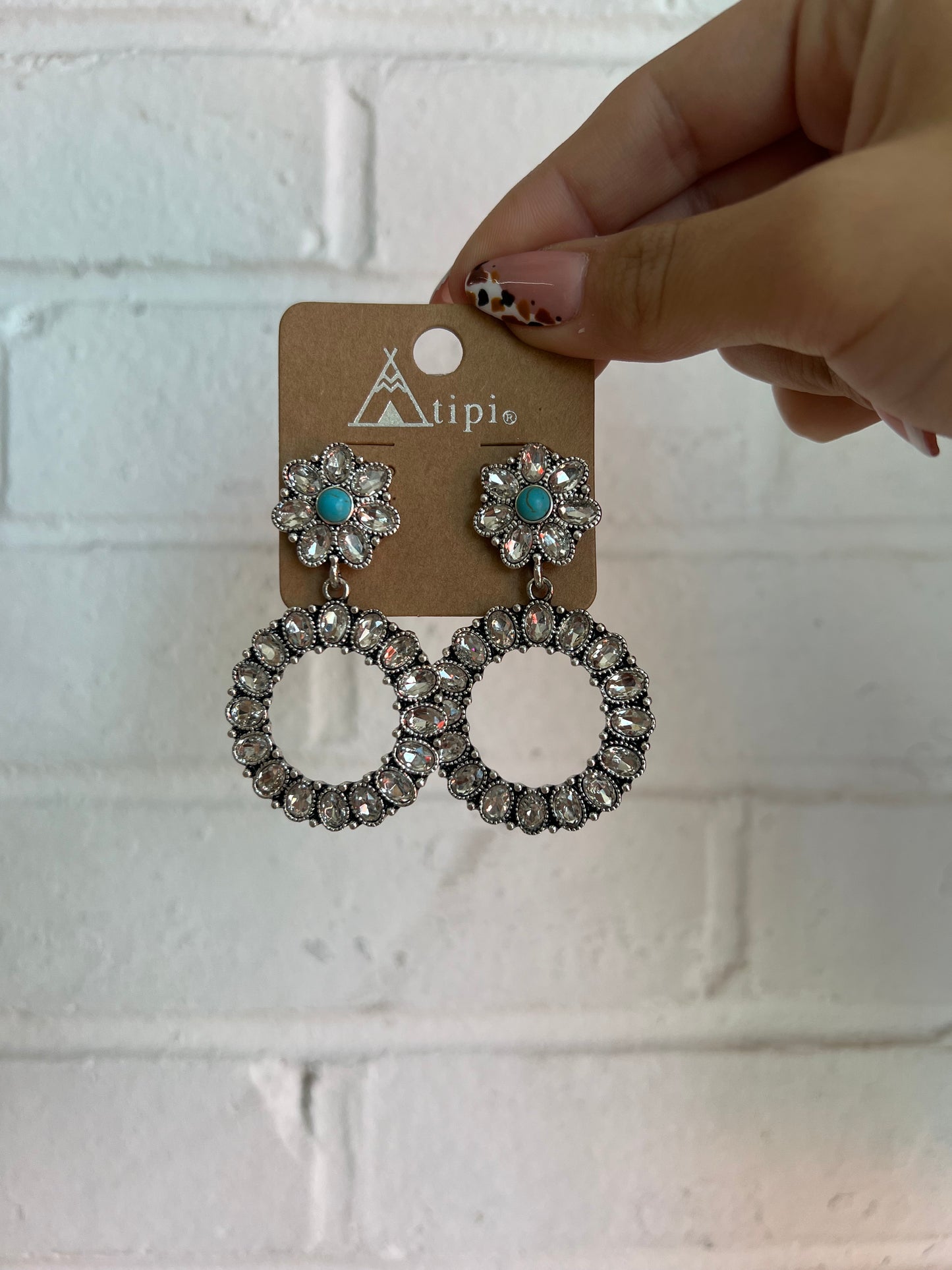 Rhinestone Hoop Dangle Earrings