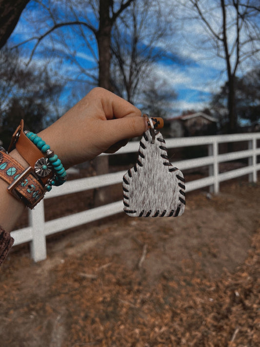 Cowhide & Leather Cattle Tag Keychain! 🔥
