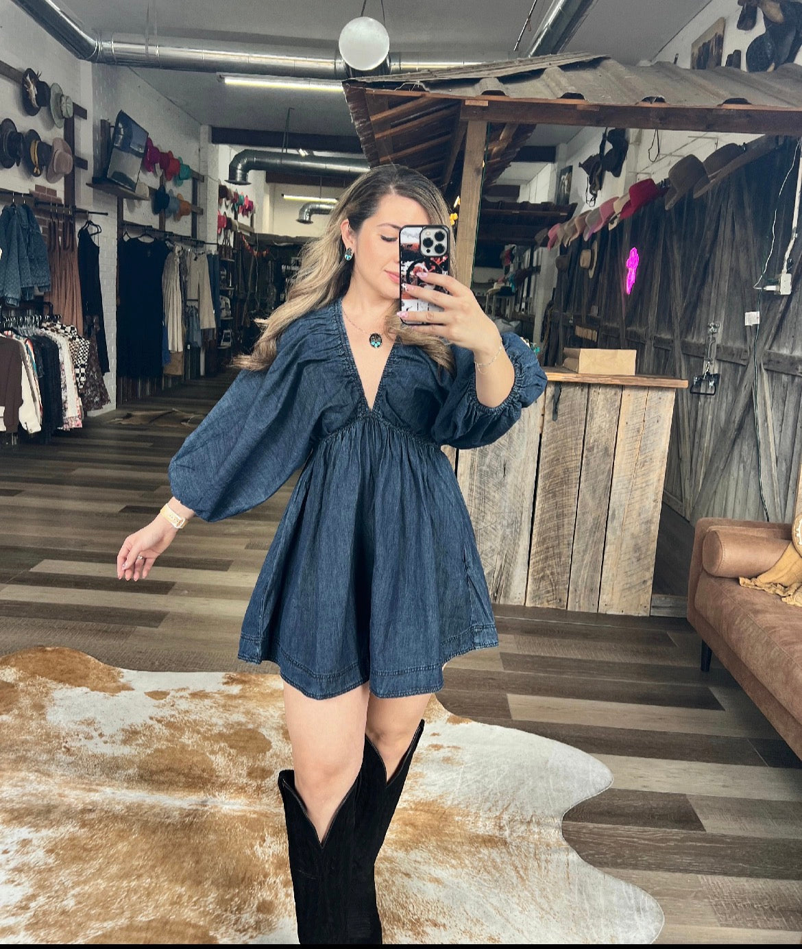 RESTOCKED! The Blue Crush Puff Denim Dress