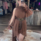 Western Brown Romance Halter Dress