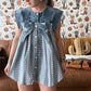 Bow Front Plaid Denim Top