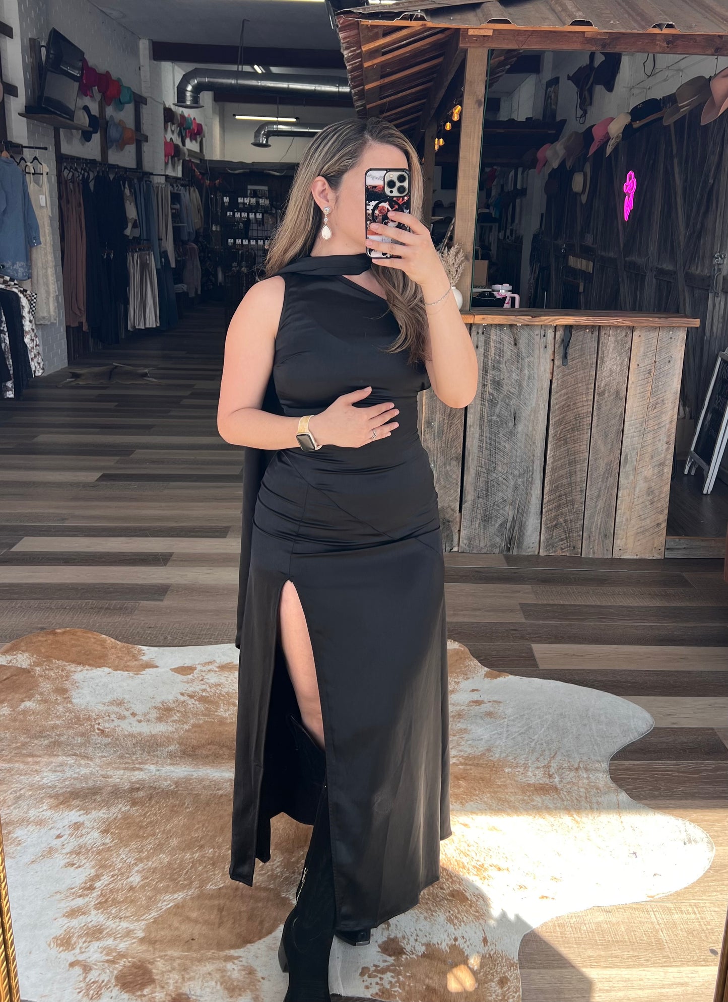 Midnight Outlaw Satin Gown