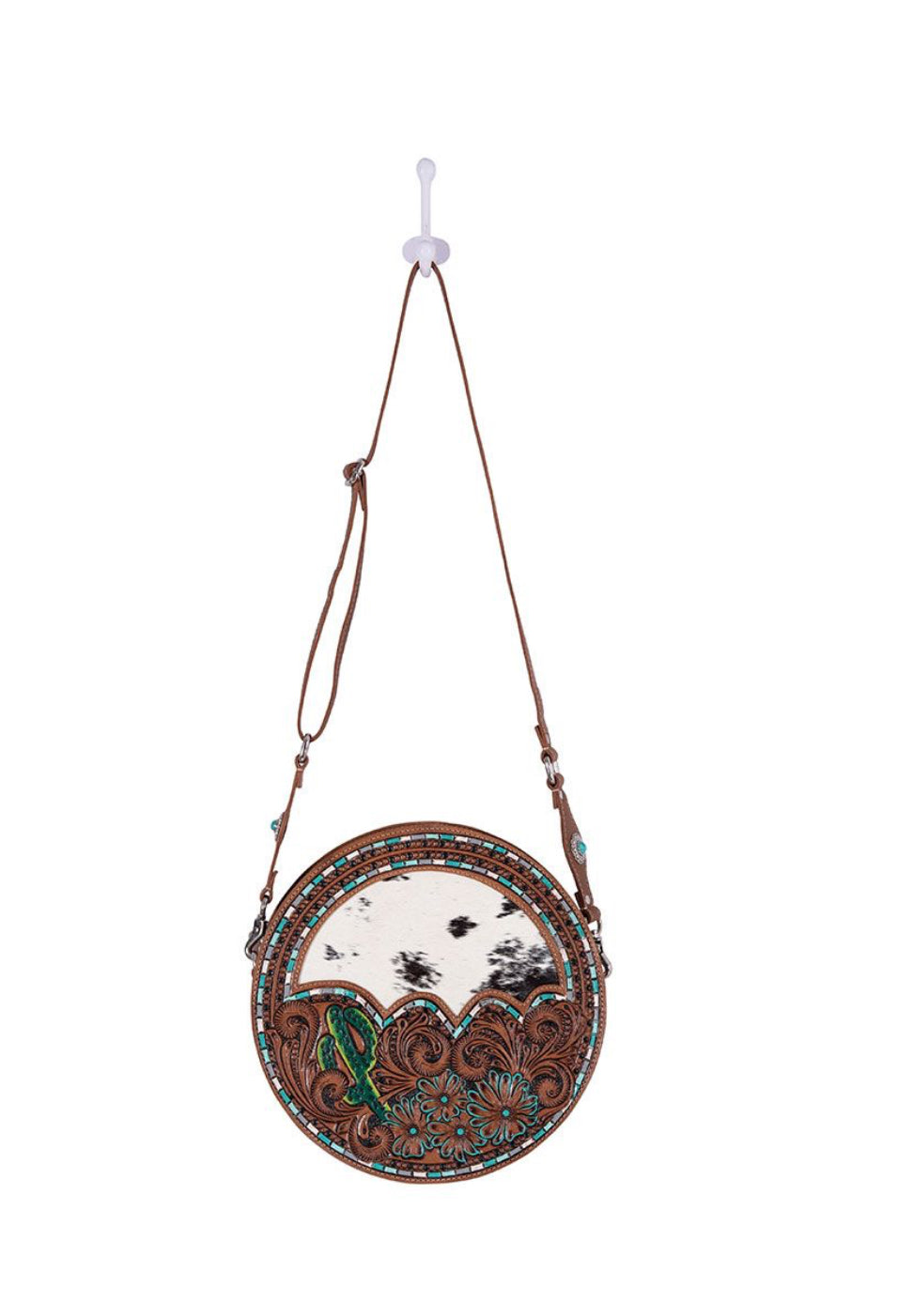 PRAIRIE DREAMS HAND-TOOLED ROUND BAG