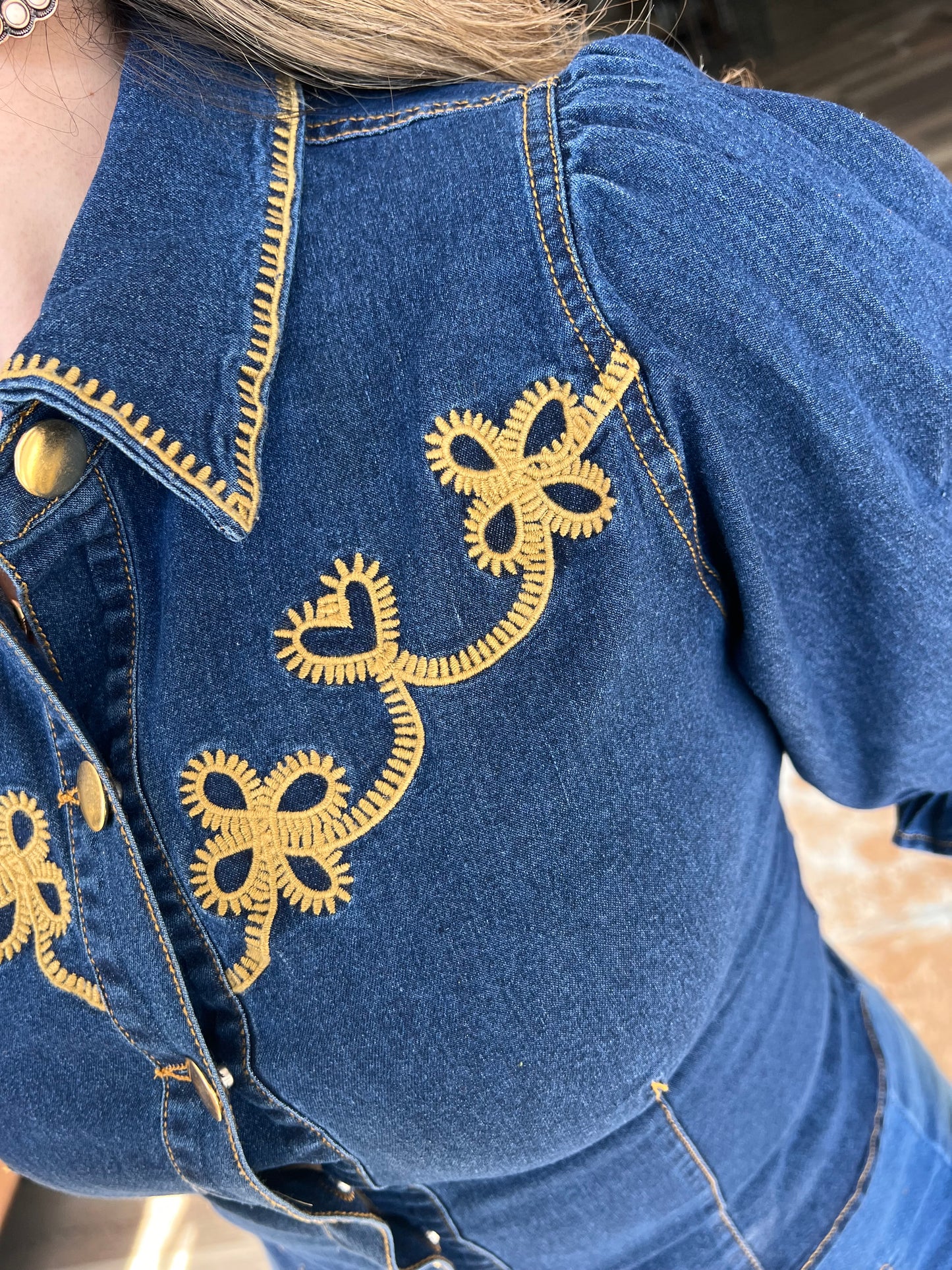 The Embroidered Denim Blouse