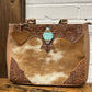 Tan & Turquoise Club Hand Tooled Bag