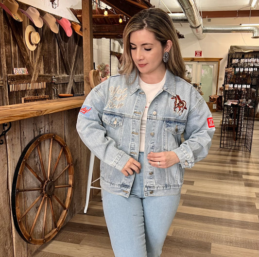 West Coast Embroidered Light Denim Jacket