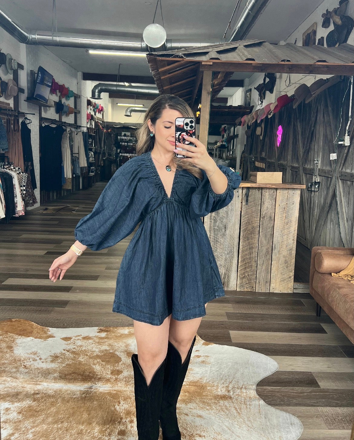RESTOCKED! The Blue Crush Puff Denim Dress