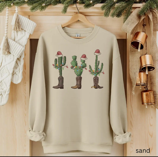 Holiday Cactus & Boot Sweatshirt