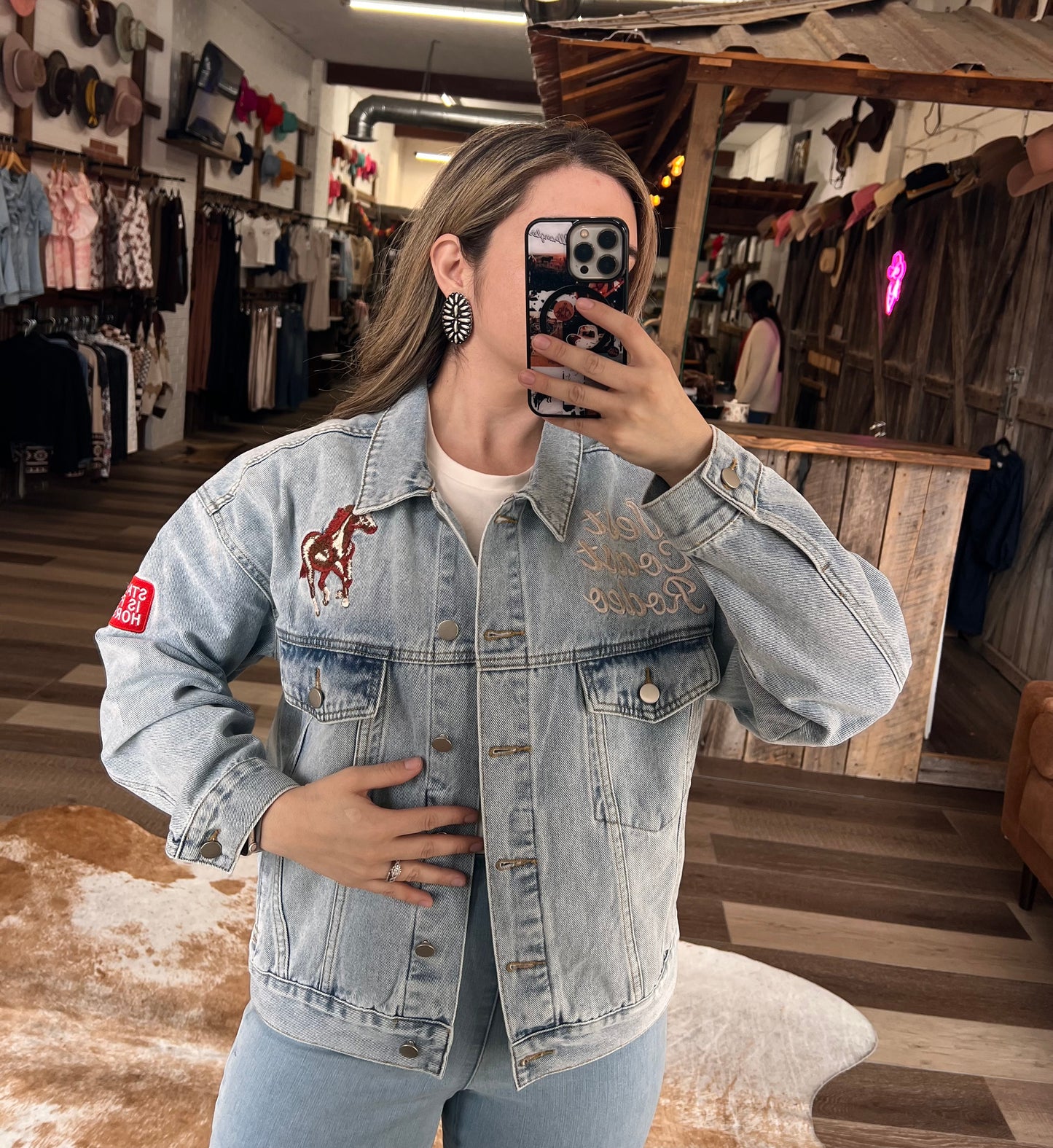 West Coast Embroidered Light Denim Jacket