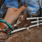 Heart Cowhide Keychain w/ Turquoise.