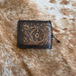 Dark Brown Floral Leather Wallet